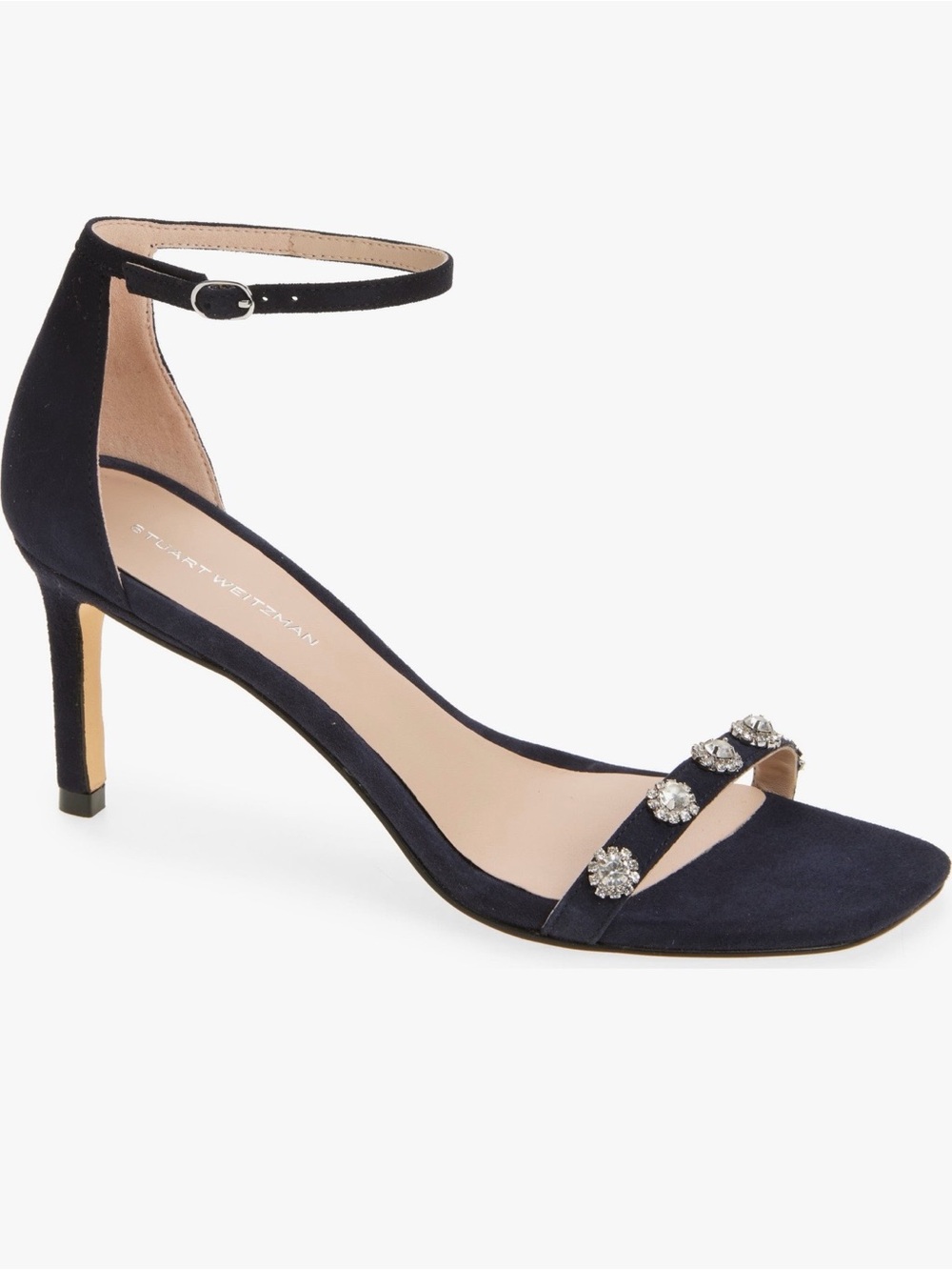NWT Stuart Weitzman ‘Justina 75’ Heeled Sandal in “Nice Blue” Navy Suede Size 9 - Picture 7 of 12